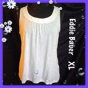 Eddie Bauer White Scoop Neck Sleeveless Tee XL